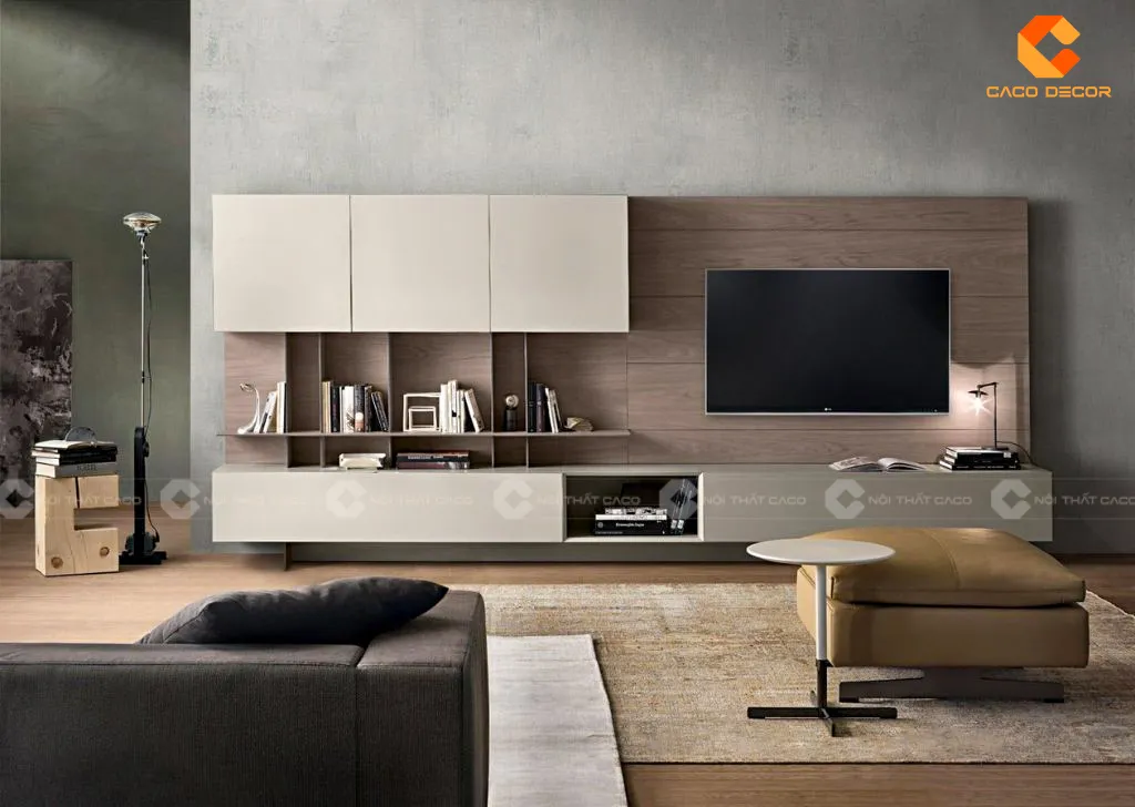 Mẫu tủ kệ tivi chung cư gỗ công nghiệp