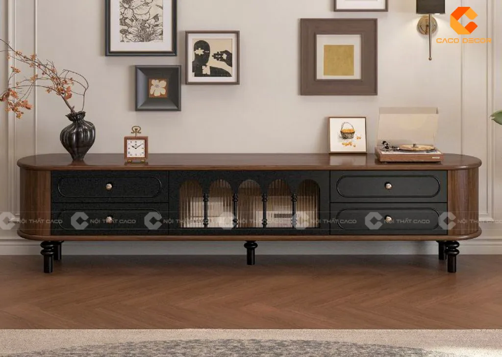 Mẫu tủ kệ tivi chung cư phong cách tân cổ điển