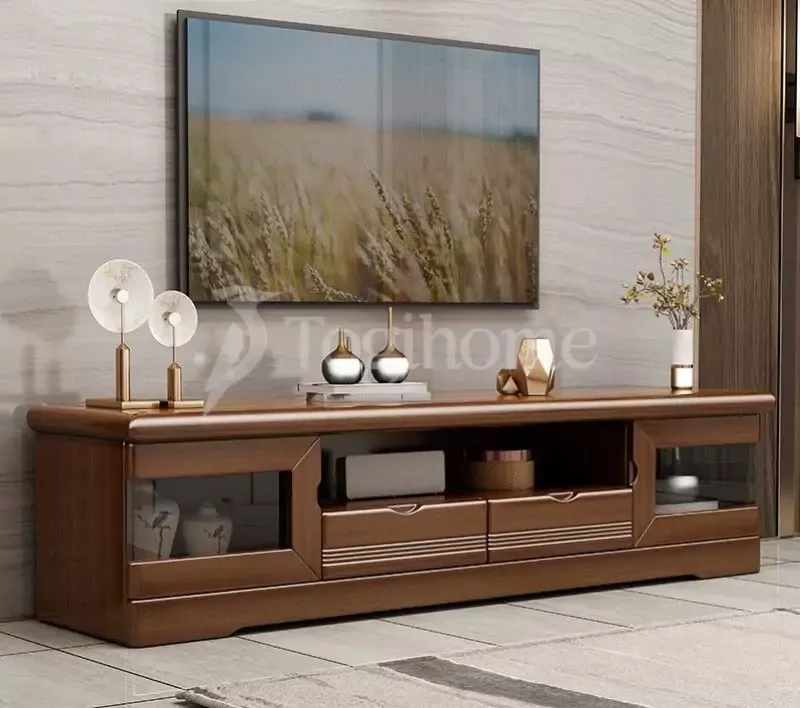 Mẫu kệ tivi gỗ nguyên khối đơn giản, hiện đại