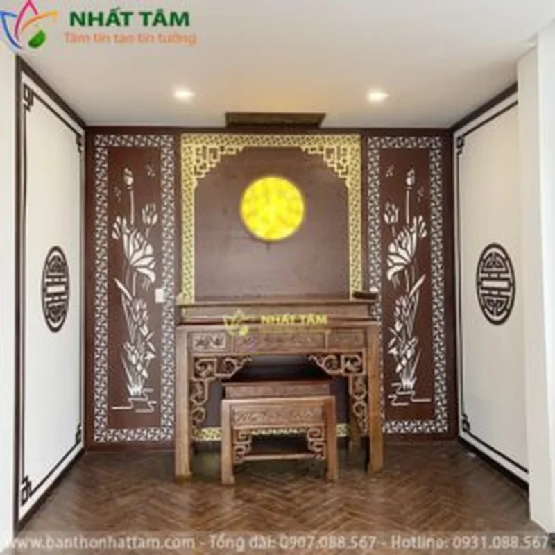 Mẫu phòng thờ đẹp với bàn thờ 2 tầng hiện đại