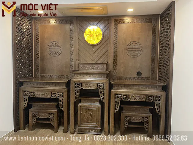 Mẫu Phòng Thờ Kết Hợp Thờ Phật Và Gia Tiên Nội Ngoại