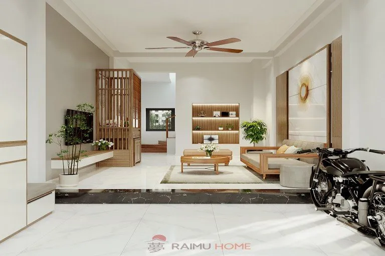 Mẫu thiết kế nội thất nhà đẹp hiện đại sang trọng với sự kết hợp của nhiều loại vật liệu