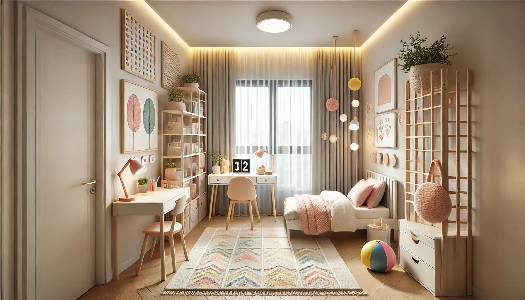 Phòng ngủ bé gái 12m²