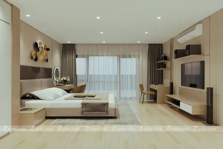 Mẫu thiết kế phòng ngủ hiện đại với sự góp mặt của gỗ giáng hương sang trọng