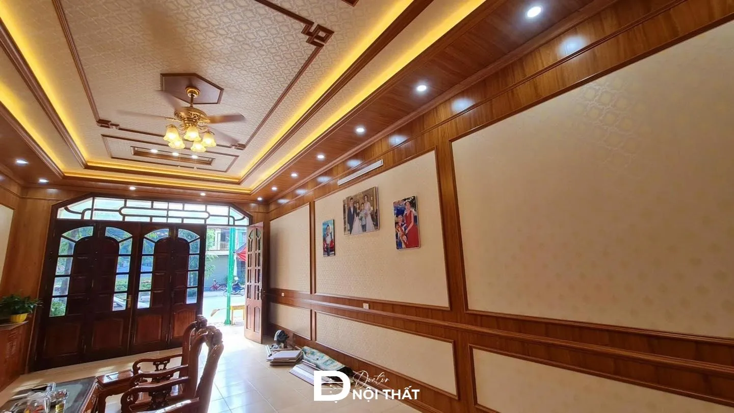 Trần nhựa giật 3 cấp cho phòng khách rộng