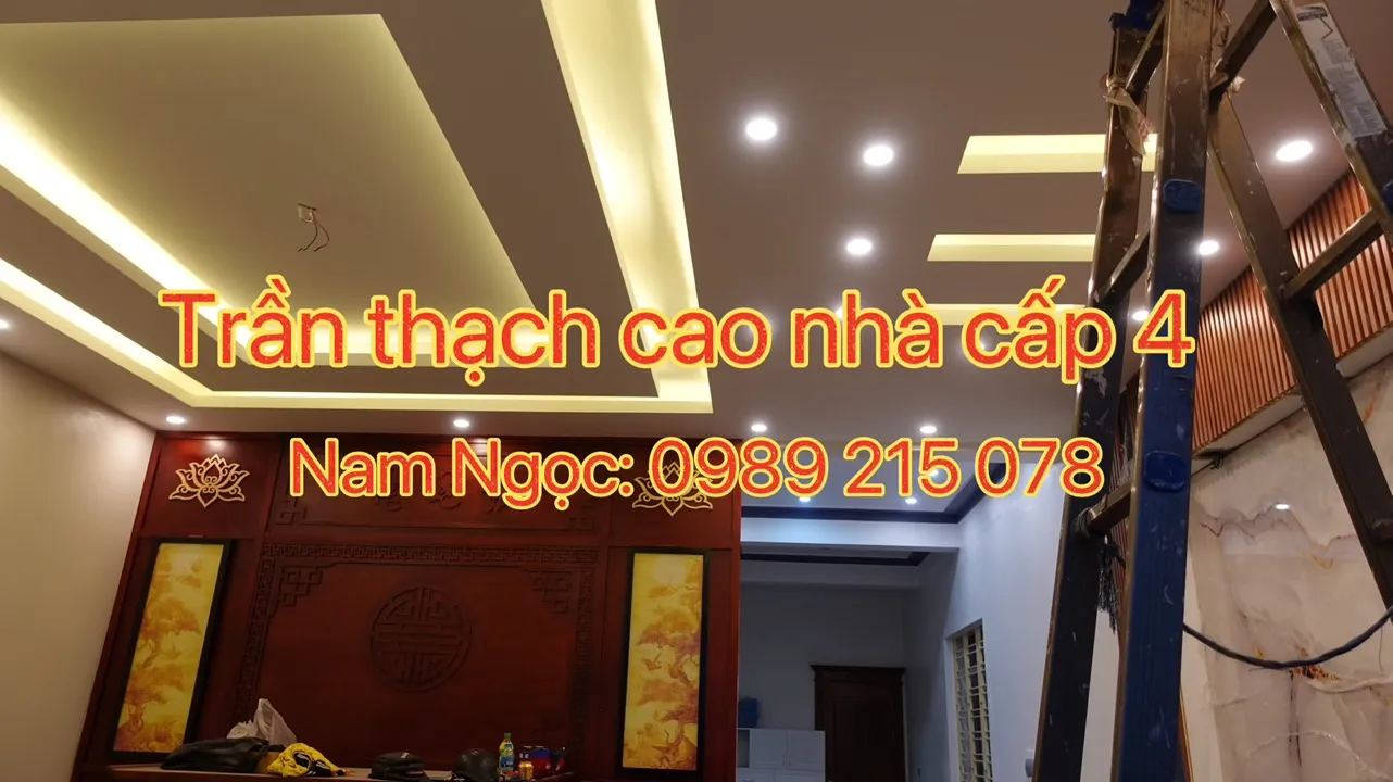 Trần thạch cao phòng khách đơn giản mà đẹp