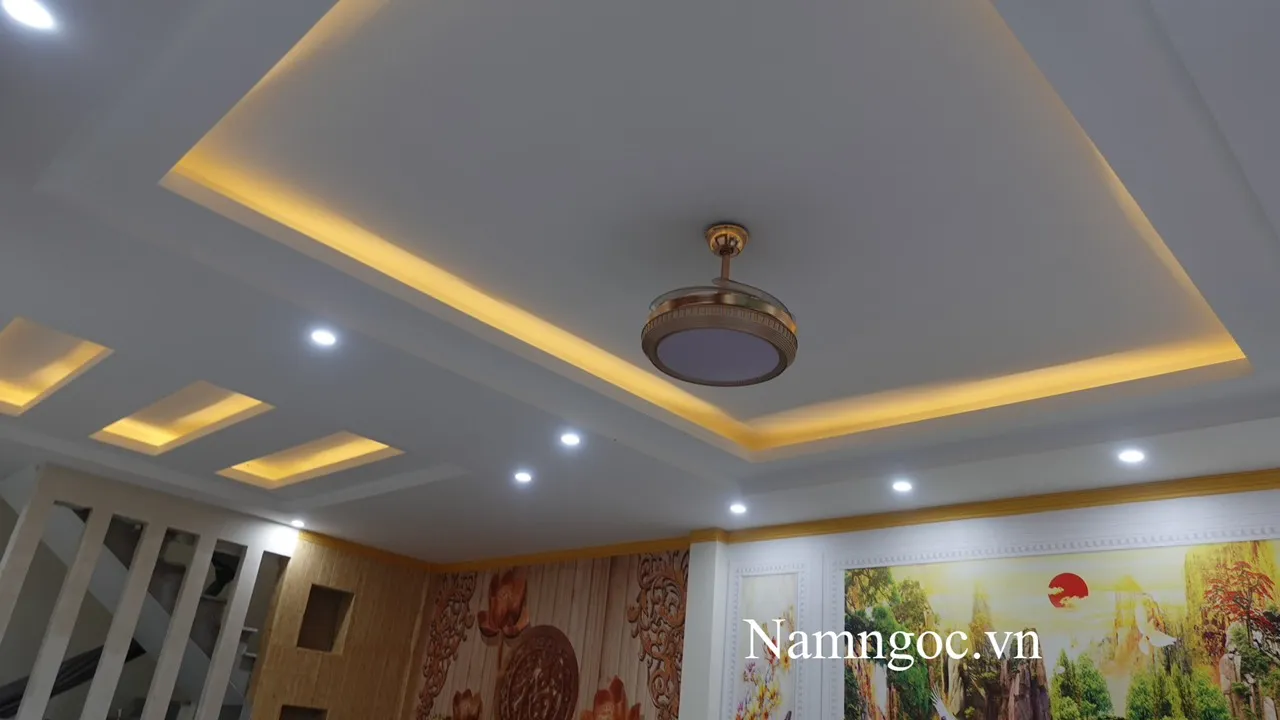 Trần thạch cao phòng khách thông phòng thờ