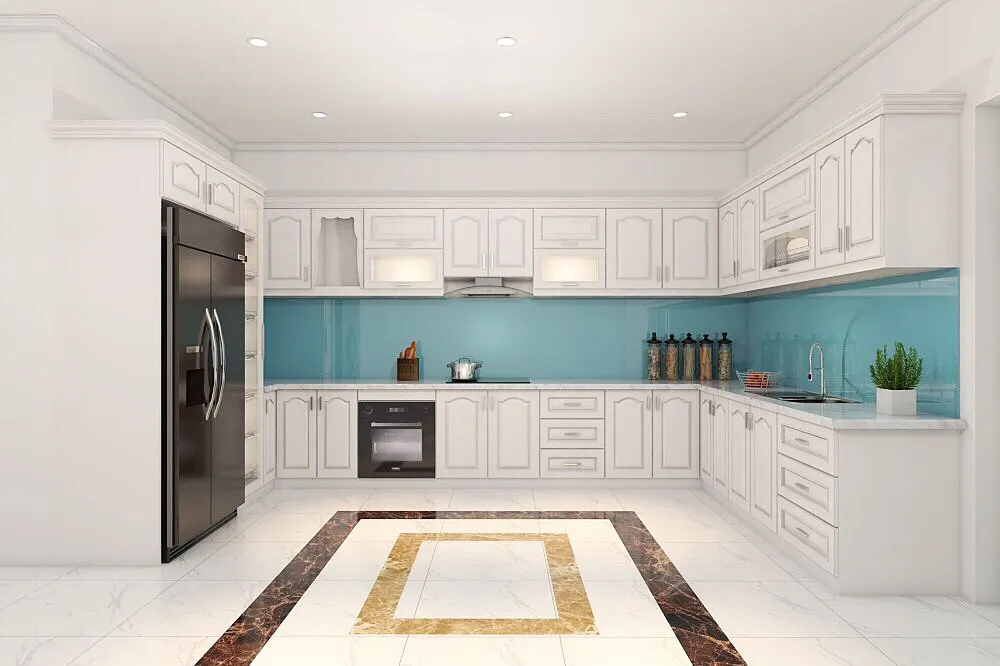 Tủ bếp với hoa văn tinh xảo