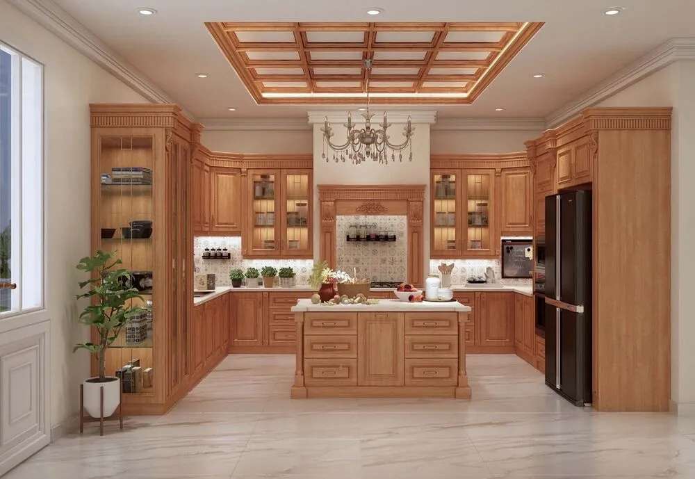 Tủ bếp gỗ sồi