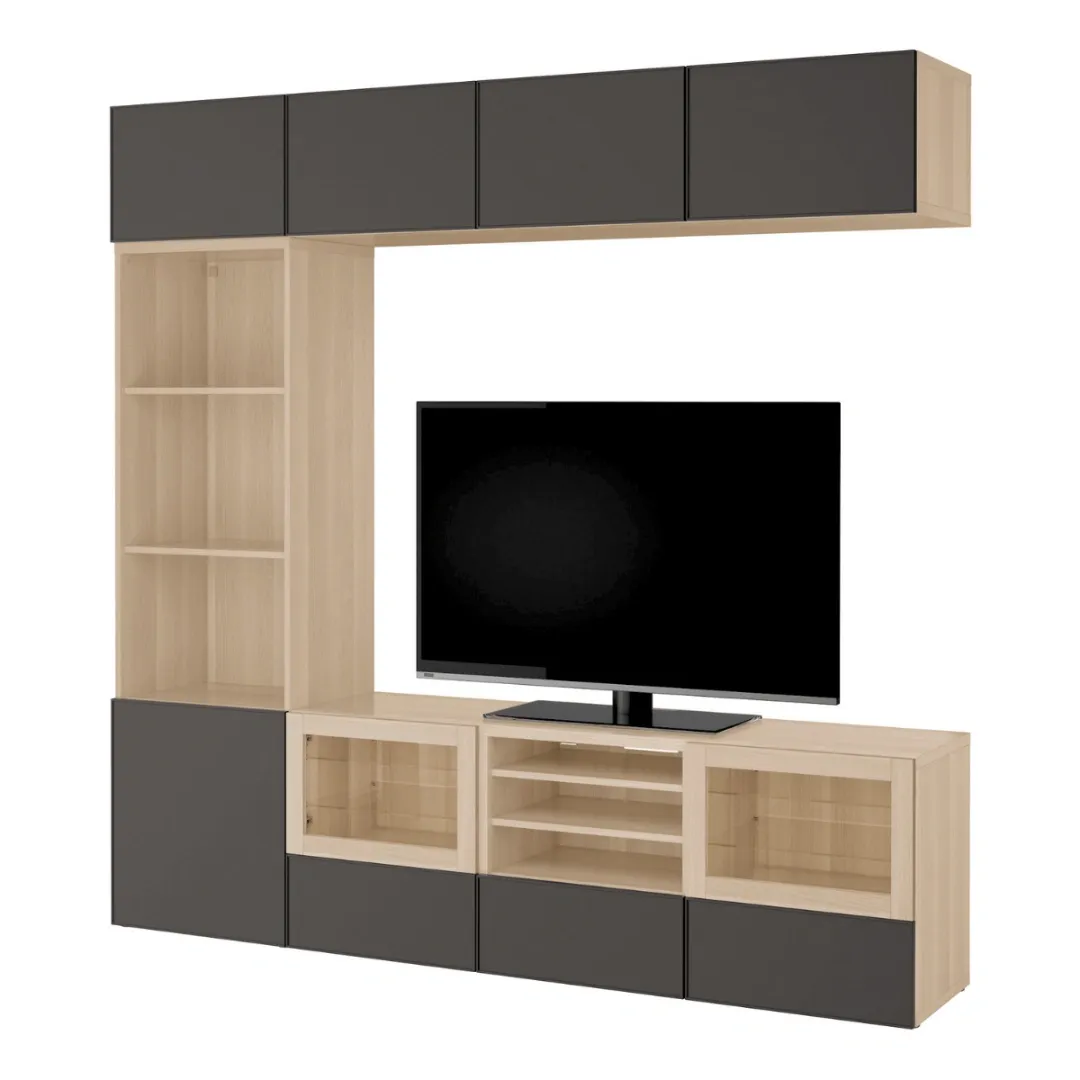 Mô tả tủ gỗ để tivi phòng khách chi tiết hệ thống tay nắm và ngăn kéo