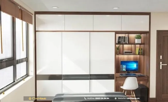 Lựa chọn chất liệu gỗ MDF cho tủ quần áo kết hợp bàn làm việc