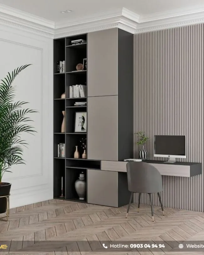 Mẫu tủ quần áo liền bàn học