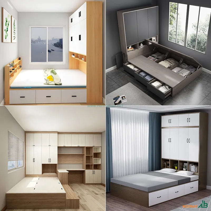 Mẫu tủ quần áo liền giường đẹp
