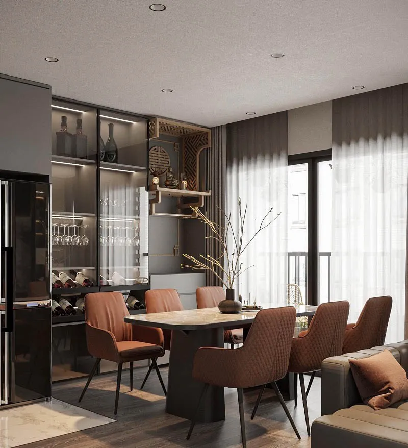 mẫu tủ rượu phòng khách hiện đại bằng kính đẹp huyền ảo