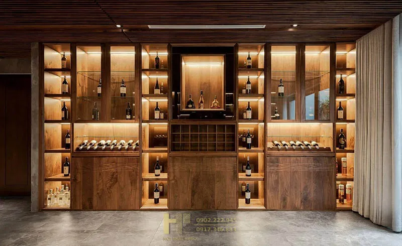 mẫu tủ rượu phòng khách hiện đại gỗ công nghiệp An Cường