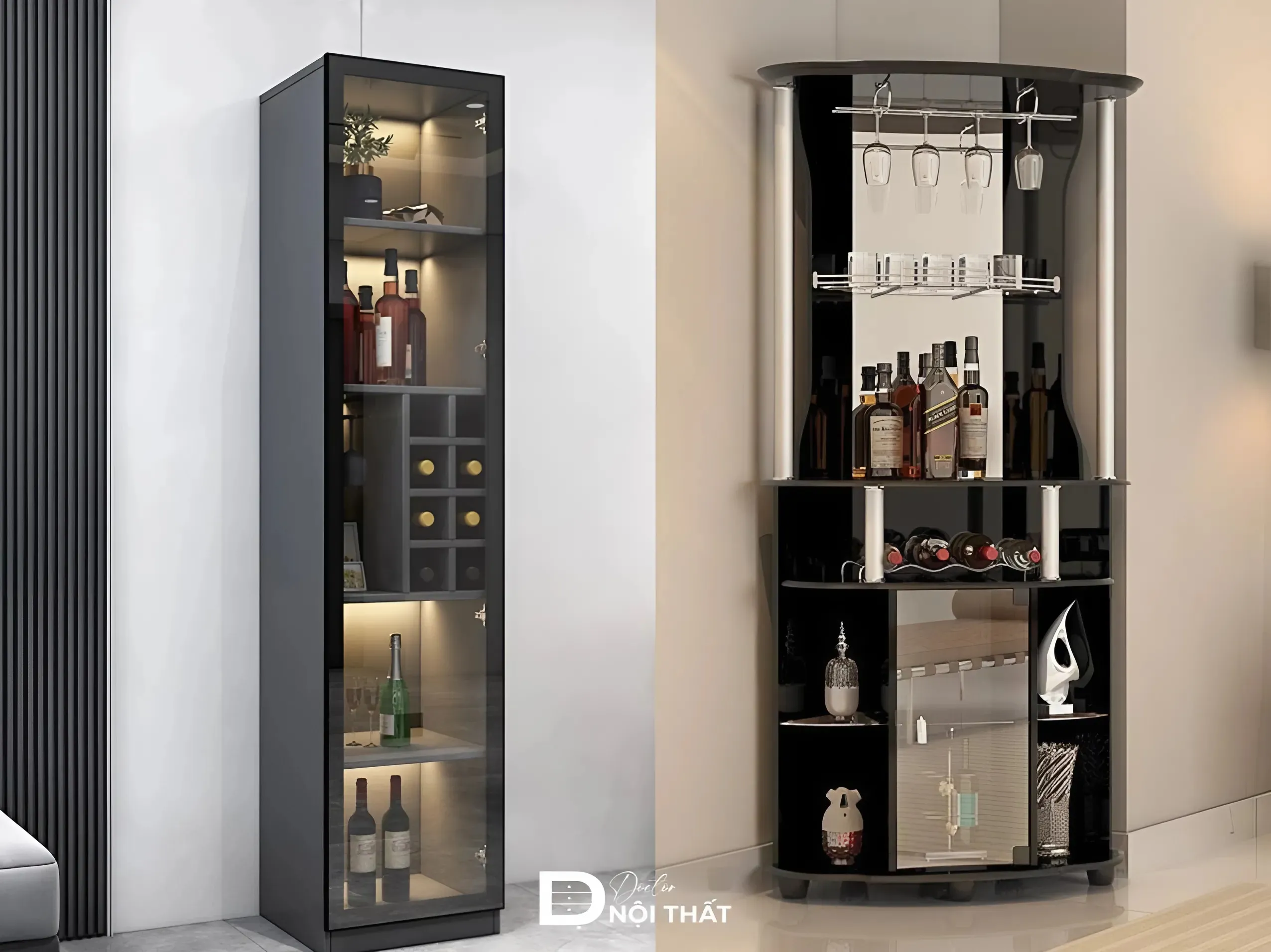 Mẫu tủ góc phòng khách đẹp chất liệu gỗ công nghiệp hiện đại