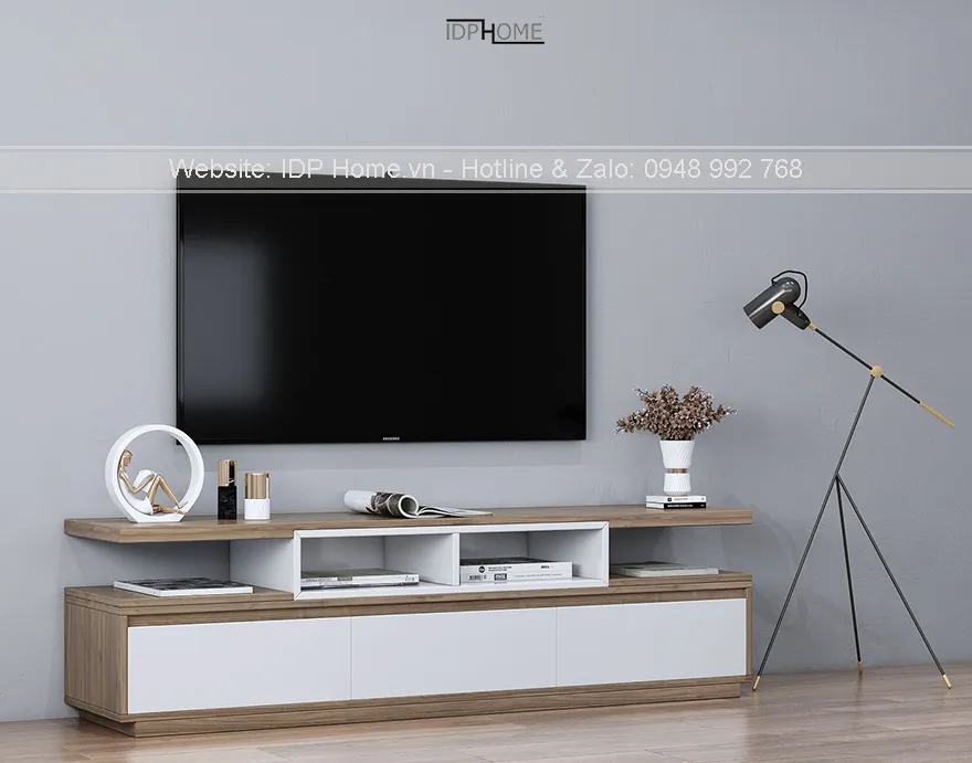 Chi tiết mặt gỗ melamine mẫu tủ tivi phòng khách đẹp KT6804