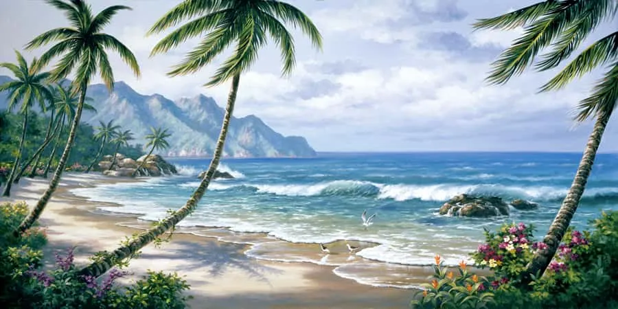 Tranh phong cảnh mùa thu trên tường phòng khách