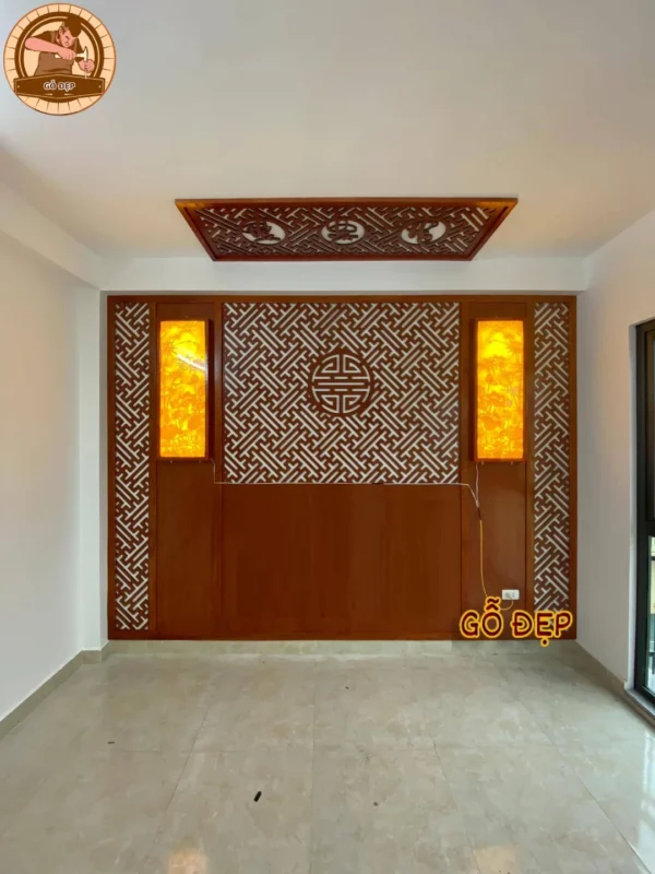Minh họa mẫu vách ngăn bàn thờ đẹp