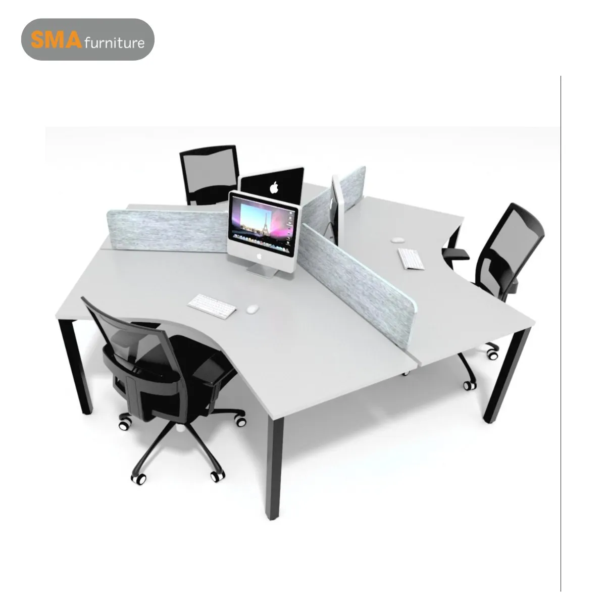 Mẫu module làm việc dành cho 3 người với khung sắt chắc chắn