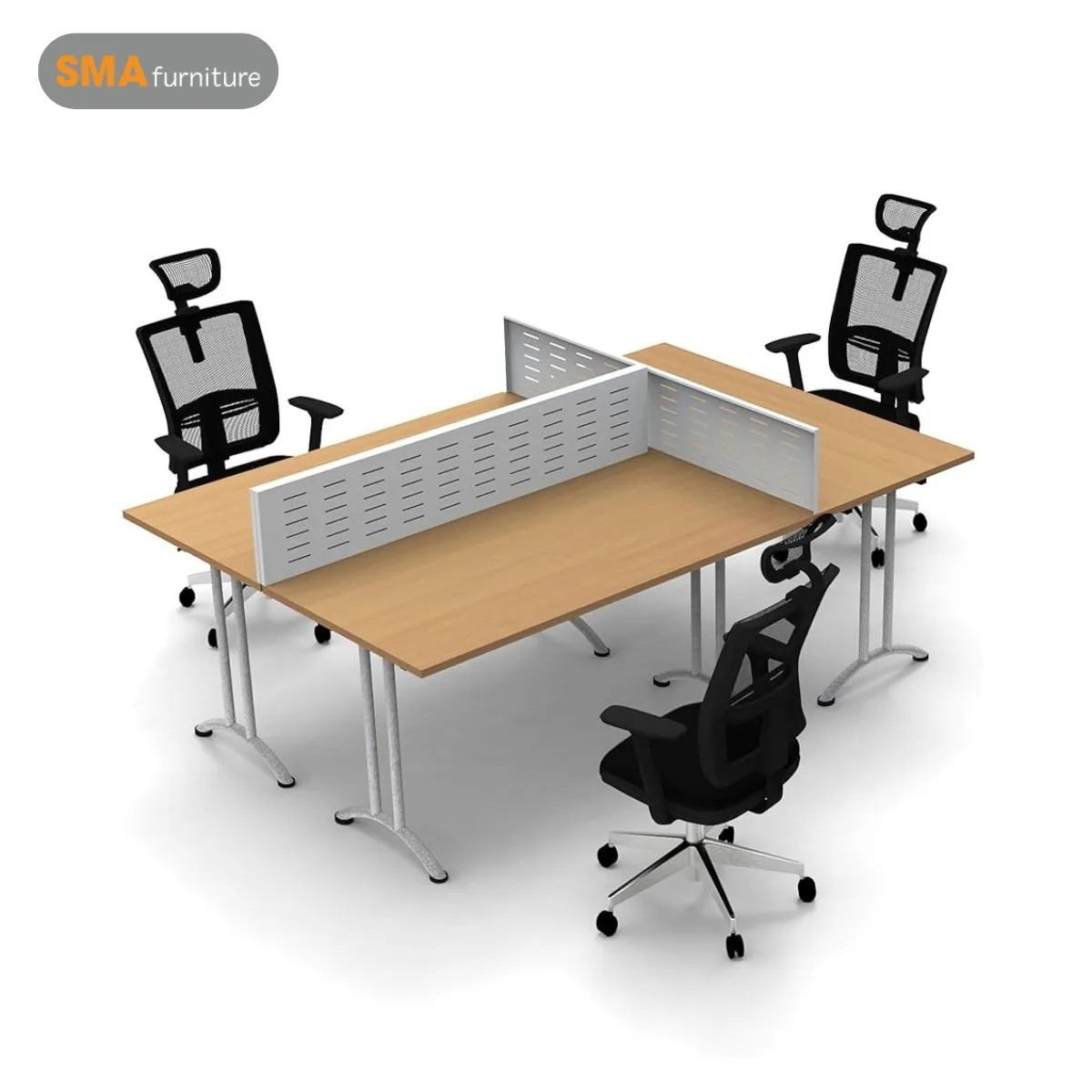 Module bàn làm việc 3 người MLV622 hình tam giác (thiết kế chữ L ghép)