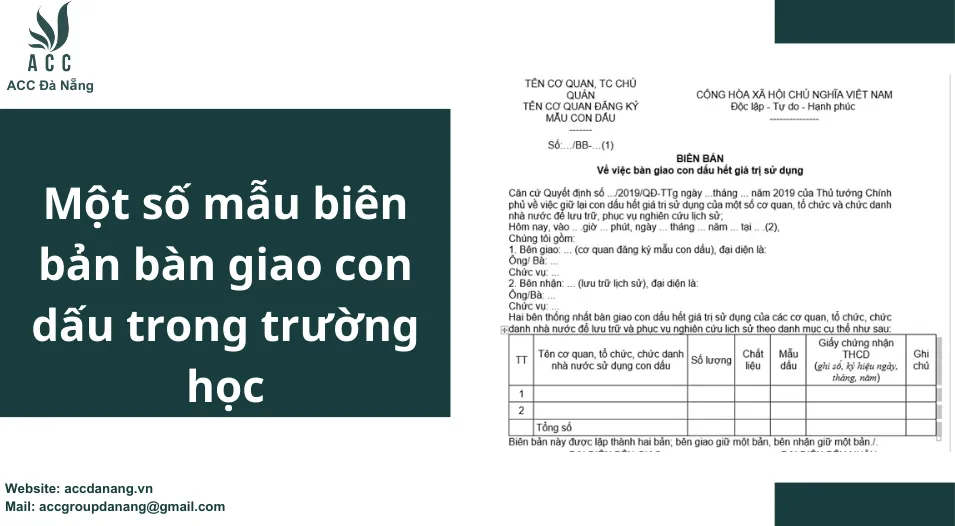 Các mẫu biên bản bàn giao con dấu chuẩn quy định cho cơ sở giáo dục