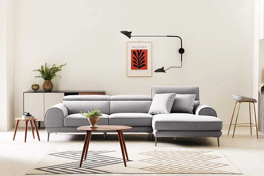 Sofa góc nỉ 3 chỗ tựa gật gù MUNCHAO thiết kế hiện đại