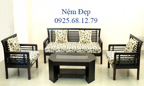 Nệm ngồi ghế gỗ vải canvas trơn