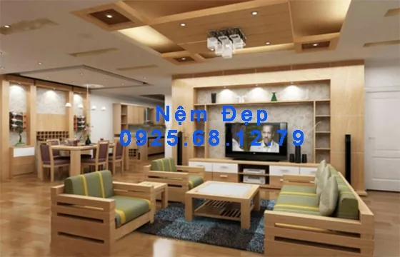 Nệm lót ghế gỗ vải nhung cao cấp