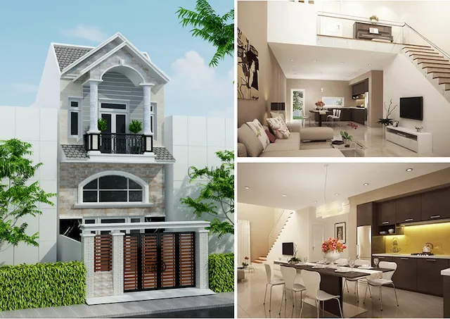 Bản vẽ bố trí không gian bàn ghế trong một ngôi nhà hiện đại