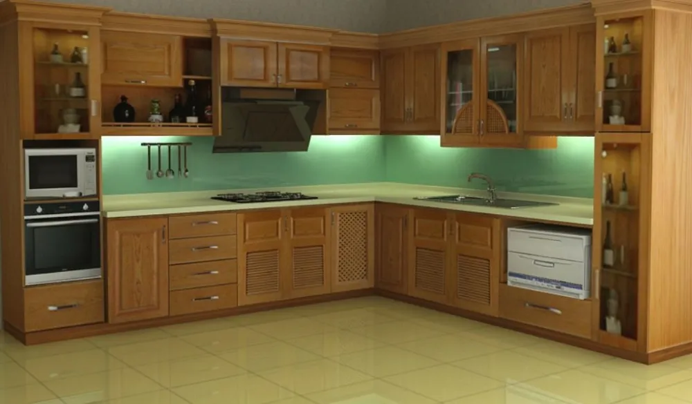 Bếp gỗ tự nhiên phong cách Japandi