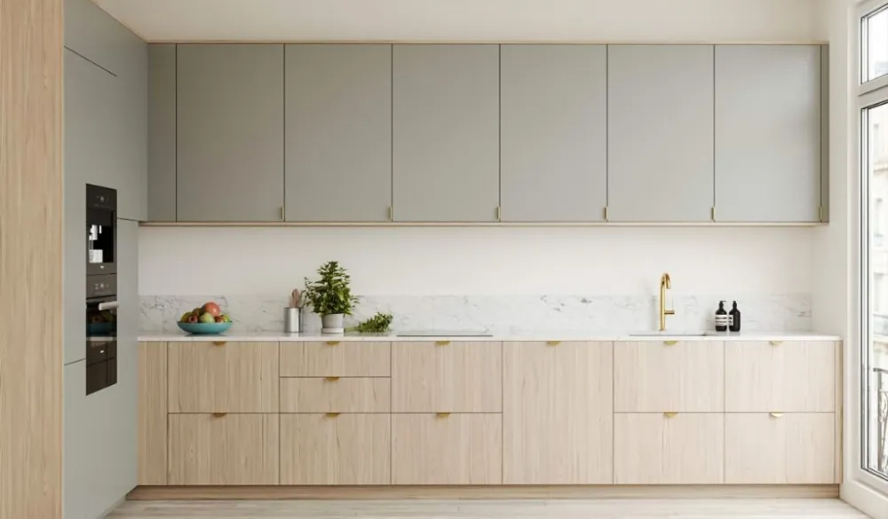 Kệ gỗ mở kết hợp tủ kín