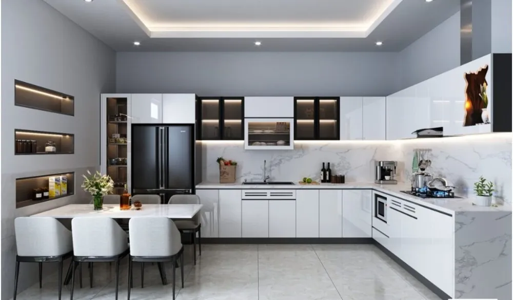 Tủ bếp chữ L hiện đại