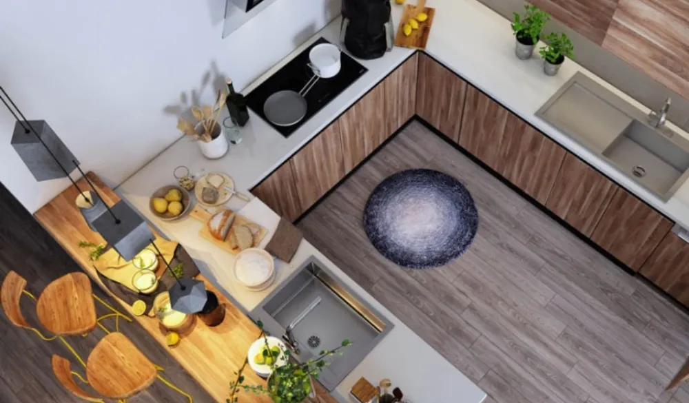 Bếp chữ U diện tích lớn