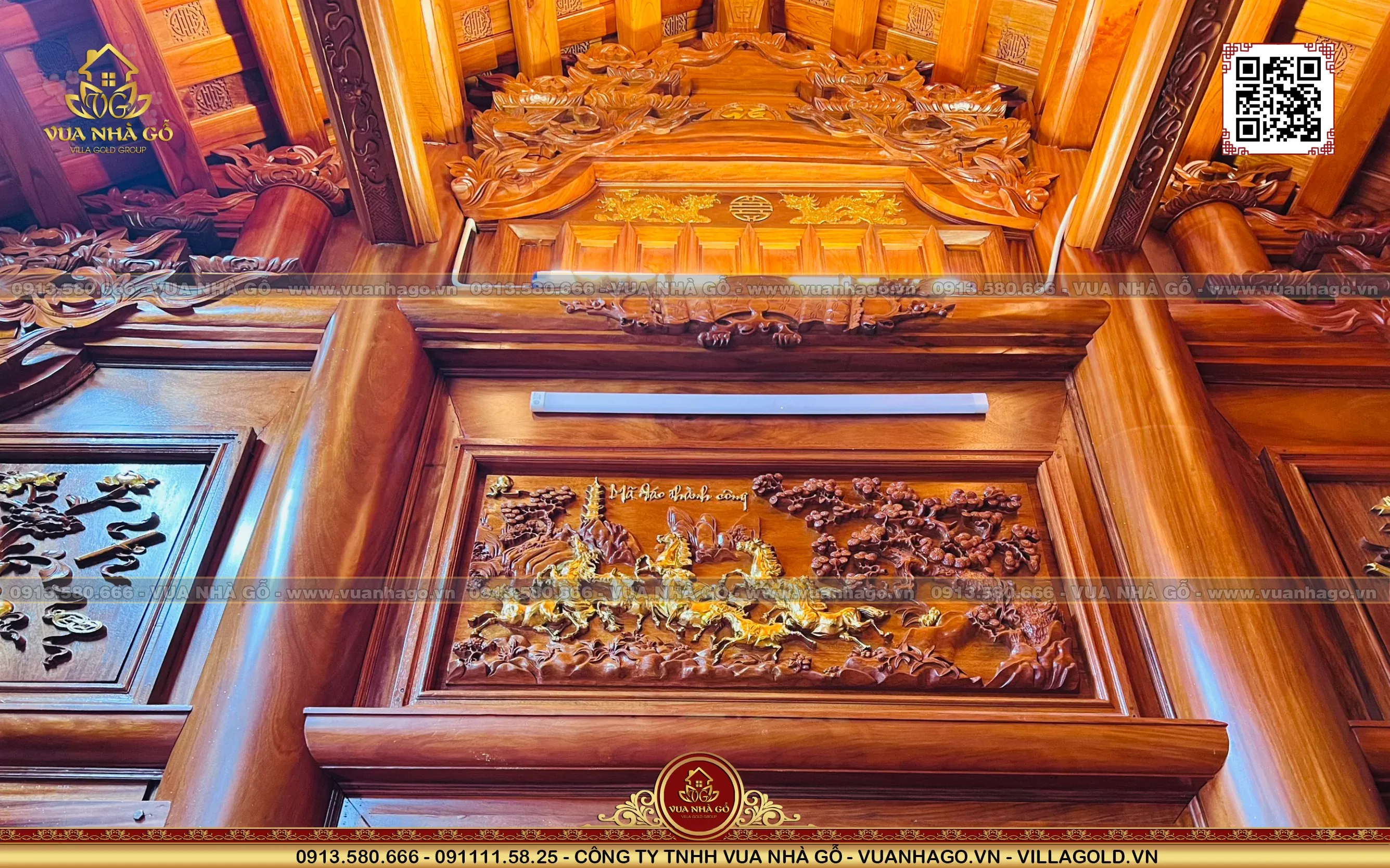 Toàn cảnh ngôi nhà gỗ lim 3 gian hoàn thiện với vẻ đẹp sang trọng và ấm cúng