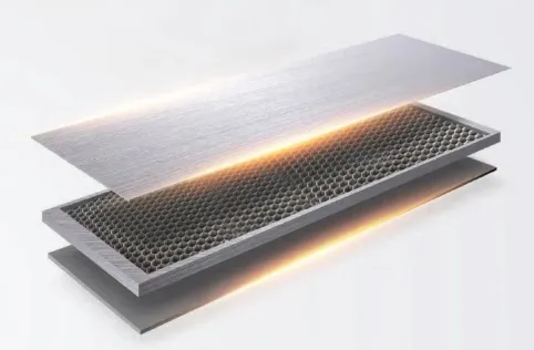 Cấu tạo tấm inox 3 lớp với lõi nhôm tổ ong