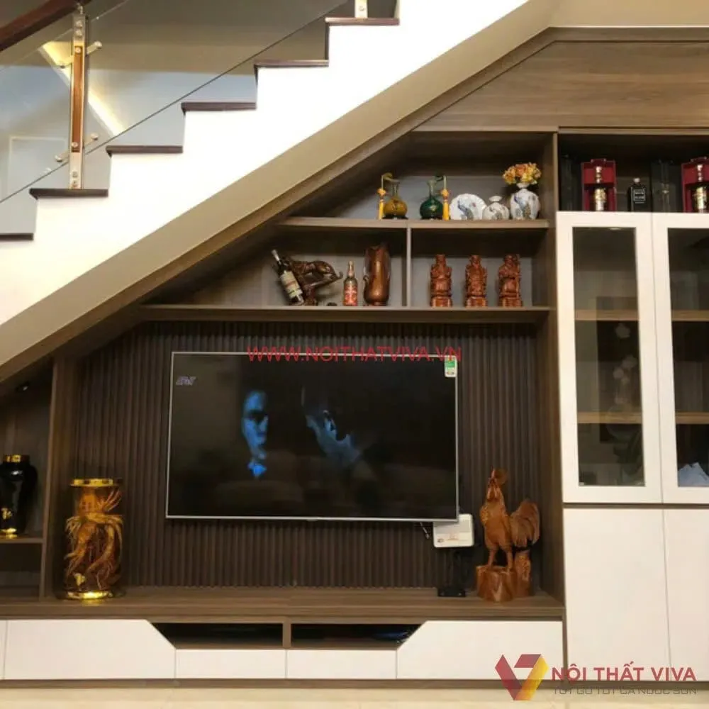 Kệ tivi gầm cầu thang phong cách hiện đại