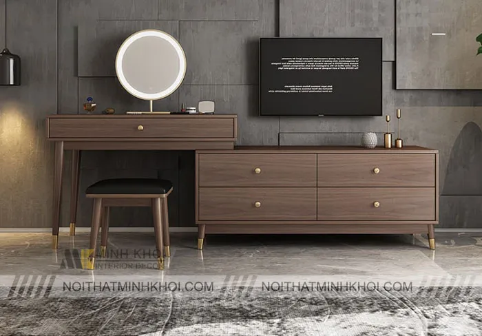 Bàn phấn gỗ công nghiệp tích hợp ngăn kéo đựng đồ tiện lợi