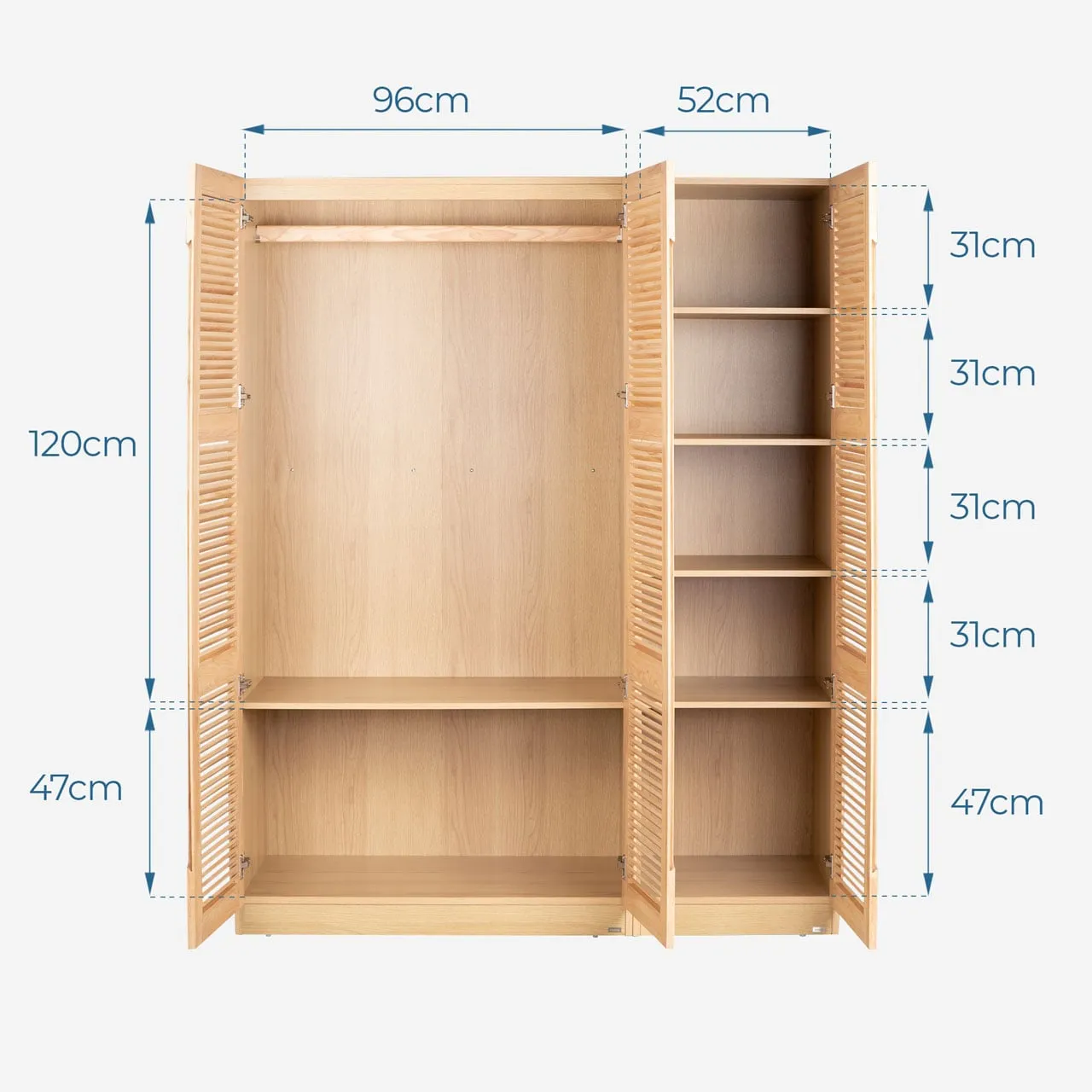 Thiết kế tủ quần áo ba cánh với không gian lưu trữ rộng rãi và khoa học