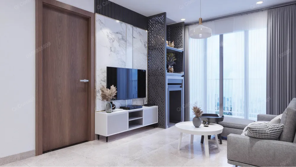 Nội thất phòng khách căn hộ 2 phòng ngủ 70m2 anh Q