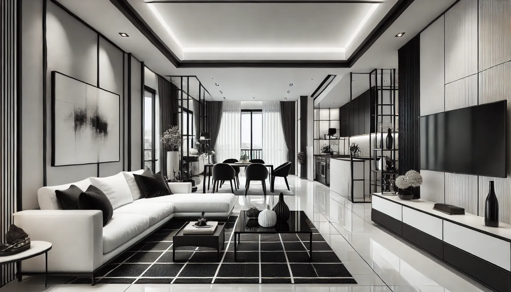 Thiết kế phòng khách chung cư không gian mở