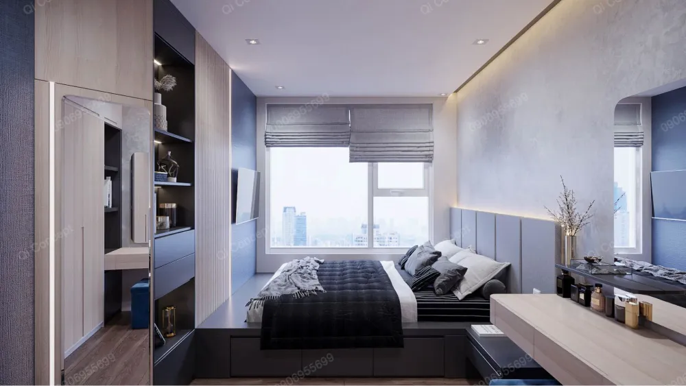 nội thất phòng ngủ căn hộ 1 phòng ngủ 40m2 chị n