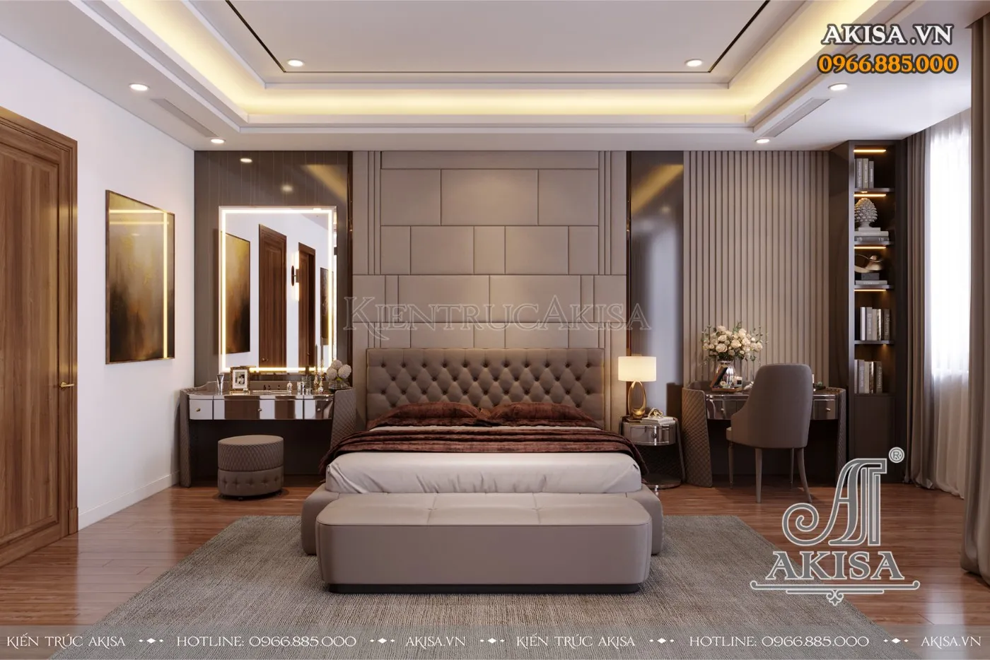 Nội thất phòng ngủ bằng gỗ công nghiệp mang đến không gian nghỉ ngơi ấm cúng và đầy đủ tiện nghi