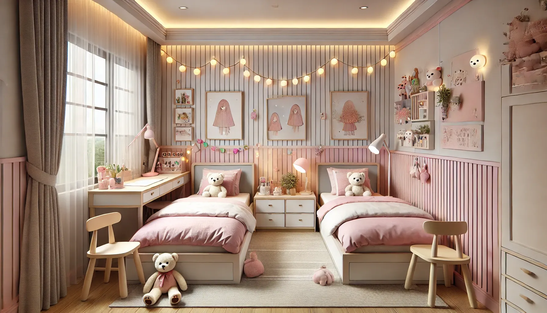 Phòng 2 giường cho bé gái