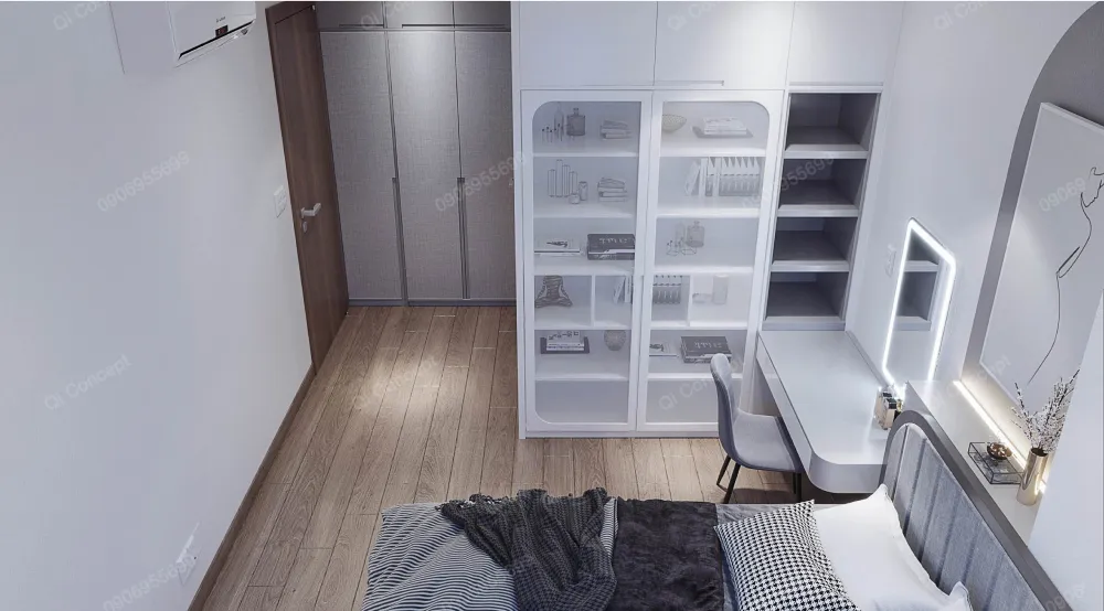 nội thất phòng ngủ master căn hộ 2 phòng ngủ 70m2 anh Q