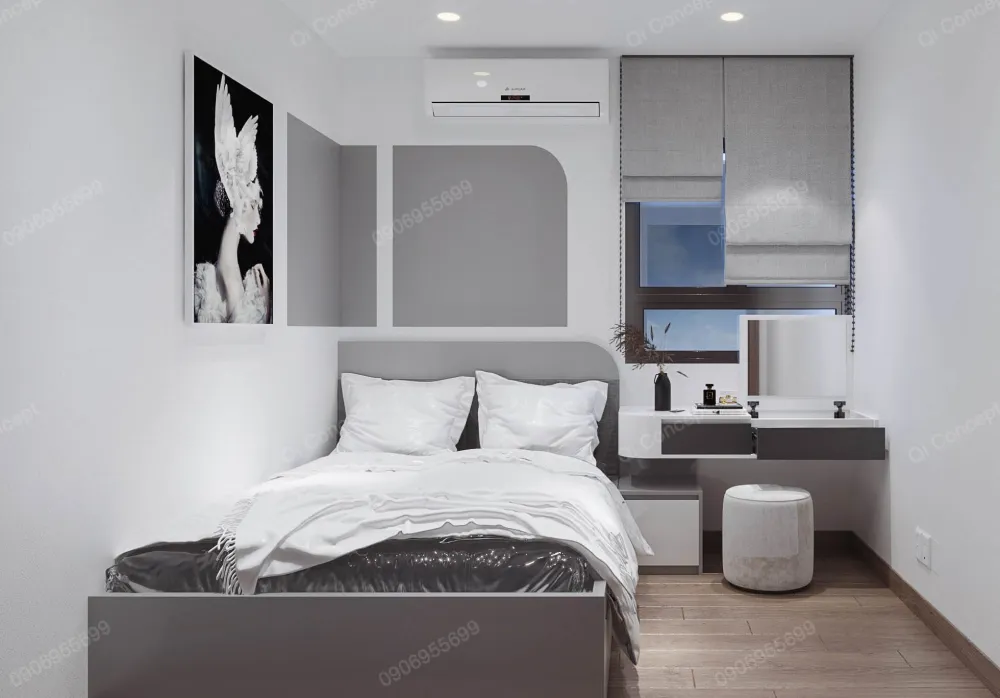 nội thất phòng ngủ phụ căn hộ 2 phòng ngủ 70m2 anh Q