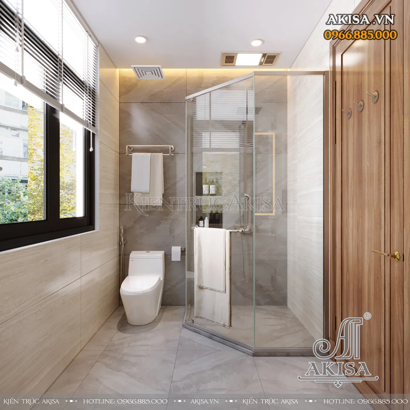 Mẫu nội thất phòng tắm hiện đại sử dụng gỗ công nghiệp chống ẩm đảm bảo độ bền lâu dài