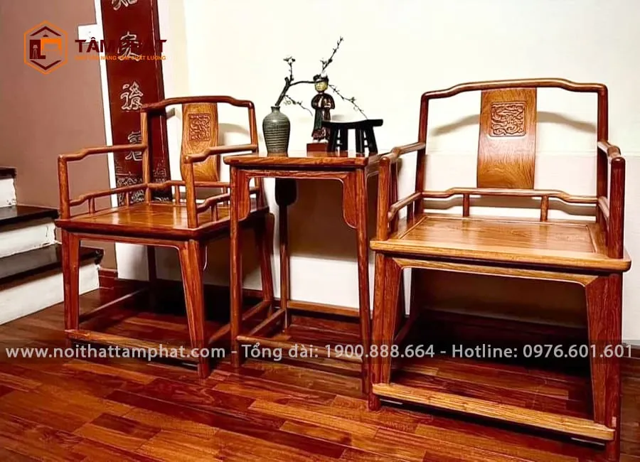 Bộ bàn ghế gỗ phòng khách đơn giản, tinh tế kiểu Minh