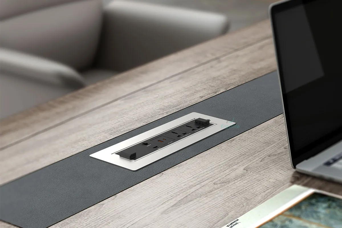 Ổ cắm điện âm bàn làm việc giúp không gian làm việc luôn gọn gàng và thẩm mỹ