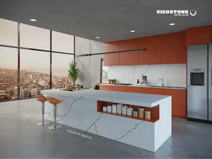 Ốp đá trang trí nội thất VICOSTONE Greylac BQ8738